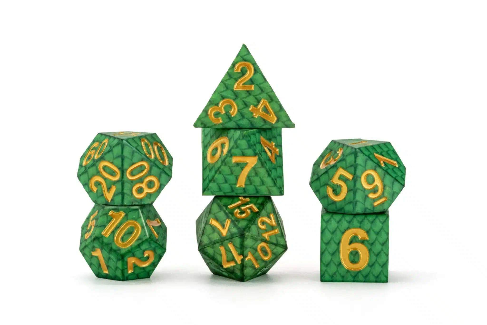 Fanroll Green Scales Dragon Storm Silicone RPG Dice 7pc Set image 0